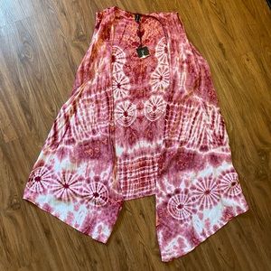 NWT Pink and White Tie Dye Vest